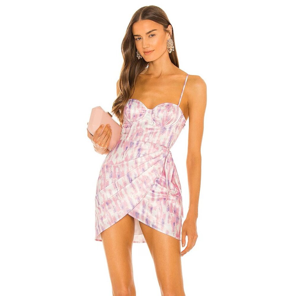 Michael Costello Pink and White Mini Dress